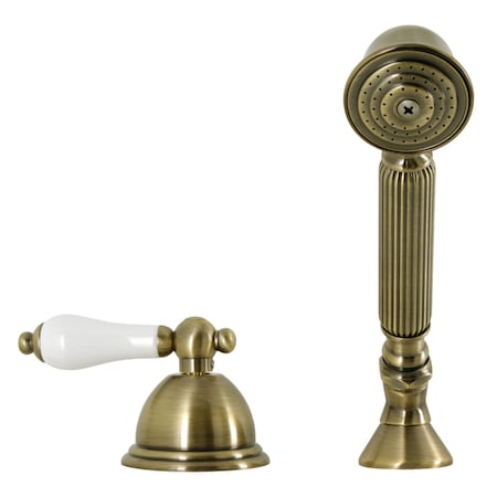 Kingston Brass KSK3353PLTR Deck Mount Hand Shower with Diverter for Roman Tub Faucet, Antique Brass KSK3353PLTR